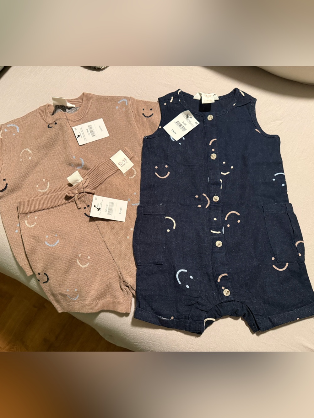 Cotton On Kids Pink Sweater & Navy Romper Set